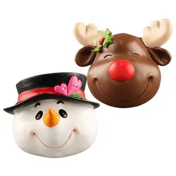 Om De Zăpadă De Crăciun Cap Figurine Decorative Rășină Moș Crăciun Șef Birou Topper Adorabil Moș Crăciun Ornamente De Crăciun De Vacanță