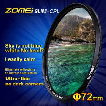 Original ZOMEI 72mm Ultra Subțire, Sticlă Optică PRO Digital CPL PL-CIR Circular de Polarizare Polarizor Lentilă aparat de Fotografiat, Filtre 72 mm
