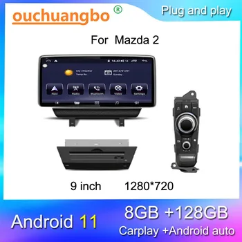 Ouchuangbo video player radio pentru 10.25 inch Mazda 2 cu Android 11 navigare GPS 1920*720 DSP