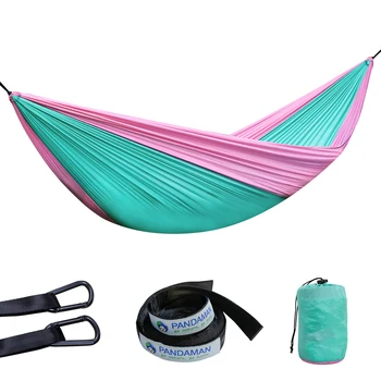 PANDAMAN-în aer liber, Camping, Backpacking Nailon Hamac, Ușor Portabil Single și Duble Parasuta Tesatura cu 2 Curele de Copac