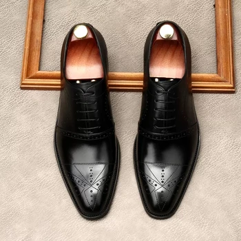 Pantofi Pentru Barbati Classic Oxford Din Piele Pantofi Casual Dantela-Up Moda Formale Pantofi Nunta De Afaceri Rochie Neagra Pantofi Pentru Bărbați