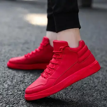 Pantofi pentru bărbați de înaltă top bord pantofi noi versiunea coreeană versatil pantofi casual la modă și personalizate rosu casual pantofi de sport