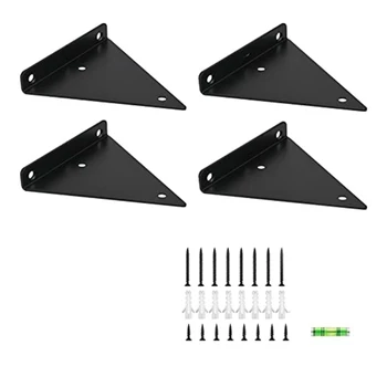 Paranteze raft 6 Inch Grosime Colț Bretele Negru din Oțel Decorative Comune Unghi de fixare Pentru Raft Suport Triunghiular 4buc