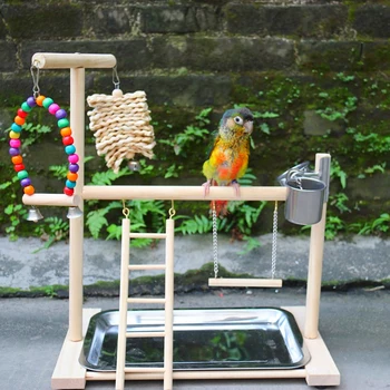 Pasăre Loc De Joacă Din Lemn Biban Sta Cu Urcatul Pe Scara Căni Leagăn Exercițiu Playgym Pentru Papagal Papagalul Lovebird