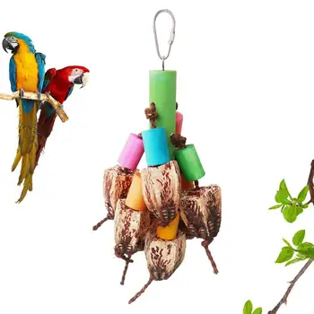 Pasăre Mestecați Jucării Papagal Din Lemn Masiv De Căutare A Hranei Mărunțirea Mestecați Jucării Hangable Multi Strat Multifunctional Jucărie Cu Cârlig De Metal Pentru