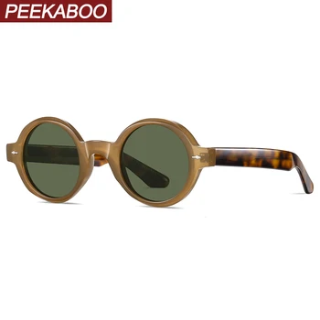 Peekaboo TR90 retro rotund ochelari de soare polarizat unisex acetat uv400 anti blue light ochelari pentru femei barbati verde maro picătură navă