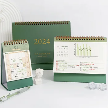 Personalizat 2023 2024 Calendar De Birou Folie De Aur Hardcover Delicate Mini Desktop Notă Bobina Programul Planul De Carte Birou Rechizite Școlare