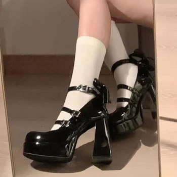 Platforma Femei Mary Janes Pompe De Pantofi De Design Stil Gotic Lolita Dulce Fată Doamnă Birou Tocuri Inalte Pompe Toc Gros Pantofi