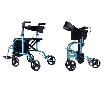 Pliabil Portabil din Aliaj de Aluminiu cu Patru roți Rollator Walker Pentru Vârstnici, Persoane cu Handicap