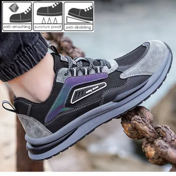 Plus Sise 35-46 Bărbați Femei Siguranță Cizme de Lucru în aer liber, Drumeții Pantofi Pernă de Aer Adidași Anti-sparge Puncție din Oțel Rezistent la Deget de la picior