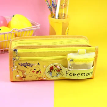 Pokemon Caz Pikachu Școală Creioane Sac Mare Capacitate Stilou Caz Consumabile Papetarie Cosmetice Pungi