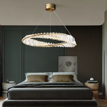 Postmodern lumina lux living candelabru cristal rotund inel design dormitor sufragerie cerc de lumină