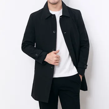Primavara Toamna Barbati Haină Lungă Hanorac Casual Vrac De Proiectare Culoare Solidă Trench Barbati Moda Coreeană Stil Mens Jachete Îmbrăcăminte Exterioară