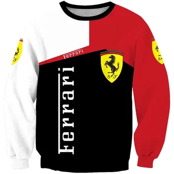 Primăvara și Toamna Noua Masina Ferrari Logo-ul 3D Imprimate Mâneci Lungi Barbati Personalizate de Moda Rotund Mâneci Lungi Gâtul