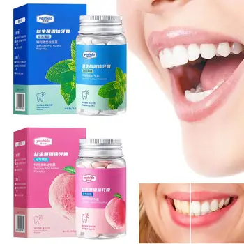 Probiotice Solid Pasta de dinti Tablete de Piersici/Arome Menta Albire Fresh apa de Gura Cărbune Petele de a Elimina Respiratia Dinți Rău Smo H1C4