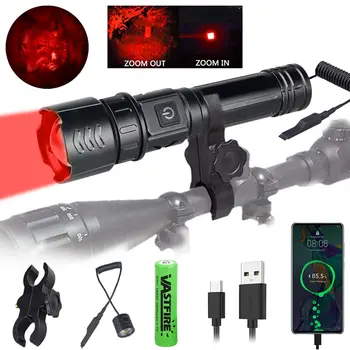 Profesionale de Vânătoare USB Reîncărcabilă Lanterna Tactice Noapte Scout Lumină Set Impermeabil Zoom Alb/Rosu/Verde Armă de Lumină
