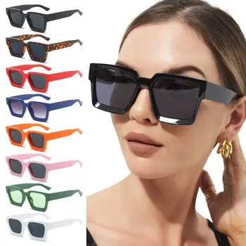 Protecție UV400 Pătrat Gros ochelari de Soare Retro Negru Y2K Dreptunghi Nuante Indesata Ochelari de Soare pentru Femei și Bărbați