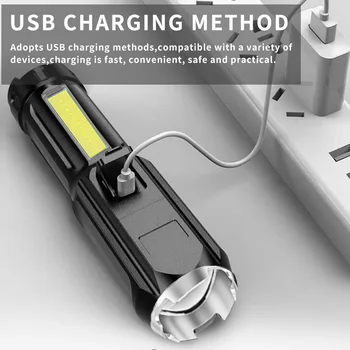 Puternic Puterea Lanterna Led-uri USB Led Reîncărcabilă Tactice Felinar Cu Power Bank cu Lanterna Lumina Vanatoare Camping Lampa Zoom
