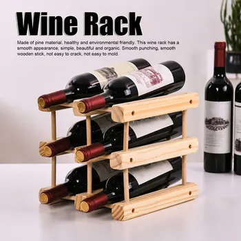 Rack De Vin Din Lemn Care Pot Fi Stivuite Modular Rack De Vin De Vin De Titular În Picioare Pentru Bucatarie Bar Cu Blat De Sticla 6
