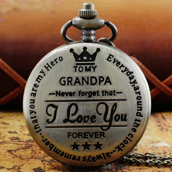 Retro Bronz Cuarț Ceas de Buzunar de La Bunicul Meu Barbati Colier Vintage Ziua și Anul Nou, Cadou Ceasuri de Buzunar Pentru Bunic