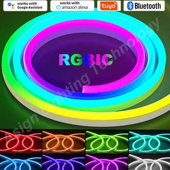 RGBIC LED Neon Bandă 12V 96LEDs/M de la Distanță/Bluetooth/WiFi Tuya APP Inteligent de Control rezistent la apa RGB Led-uri Chasing Benzi Decor Iluminat