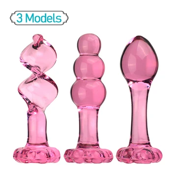 Roz de Cristal de Sticlă Anal Plug pentru Femei 3 Stiluri Buttplugs Flori Anus Dildo Adult Masturbari Homosexuali Jucarii Sexuale