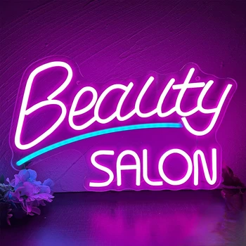 Roz Salon de Frumusete cu LED-uri Semn Afaceri pentru Decor de Perete USB Alimentat de Lumina de Neon Face Genele Nail Bar Salon Studio Decor