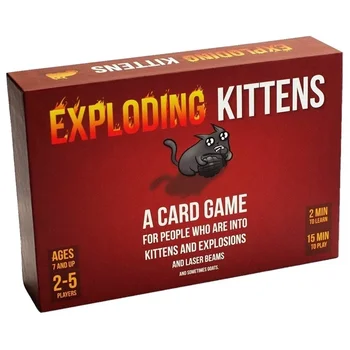 Roșu Exploding Kittens 4 in 1 Set Petrecere de Familie Joc de Bord Distractiv pentru Adulți, Copii Jucărie, Cărți de Joc Potrivit Pentru Cadou de Vacanță