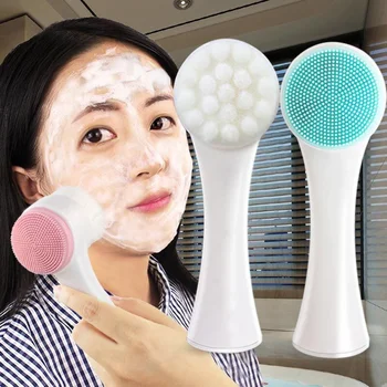 Silicon Fata Perie De Curățare Față-Verso Demachiant Facial Coș Eliminarea Porilor Filtrului De Peri Moi Fața Se Spală Peria