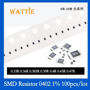 SMD Rezistor 0402 1% 0.33 R 0.36 R 0.383 R 0.39 R 0.4 R 0.43 R 0.47 R 100BUC/lot chip rezistențe 1/16W 1.0 mm*0.5 mm rezistență Scăzută valoare