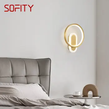 SOFITY Contemporane Aur Alamă de Lângă Lampă LED 3 Culori, pur și Simplu de Lux Creative Cupru Tranșee Lumina pentru Culoar Decor Dormitor