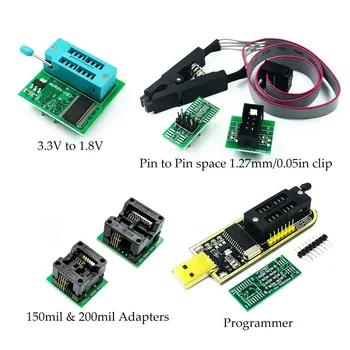 SPI EEPROM Flash BIOS USB Programator & Scaun Adaptoare Clipuri SOP8/DIP8 93CXX / 25CXX / 24CXX
