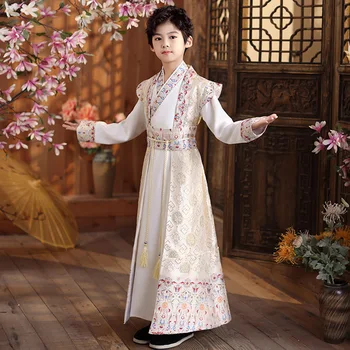 Stil chinezesc Copii Vechi Șampanie Costum Print Copii Hanfu Băieți Tang Costum Rochie Tradițională
