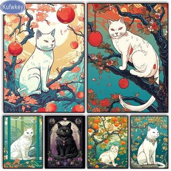 Stil Japonez De Pisică Diamond Tablou Mozaic Plin Pătrat Rotund Opera De Arta Tablou Living Decorul Camerei De Animale Arbore Acasă Cadou