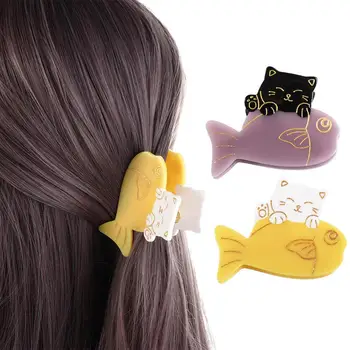 Stil Japonez Hairgrips Animale Cadouri Pentru Fete Coada De Cal Titularul Pisica Coreean Shark Clip Femei Agrafe De Par Acetat De Gheare De Păr