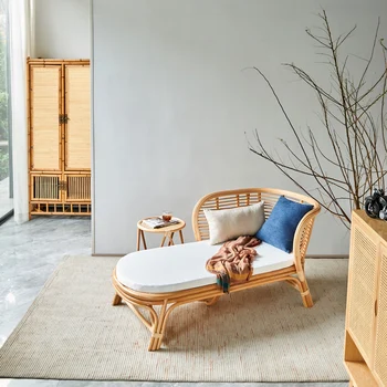 Stil Japonez Rattan Canapea Combinație Acasă Living Real Rattan Chaise-Longue-Ul Minimalist Modern, Bed & Breakfast Canapea Extensibilă