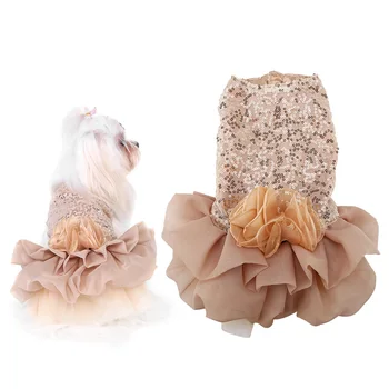 Stil Printesa Câine Rochii De Companie Florale Sequin Suspensor Îmbrăcăminte Pentru Animale De Companie Drăguț Haine De Câine Pentru Câini De Talie Mică Consumabile Pentru Animale De Companie