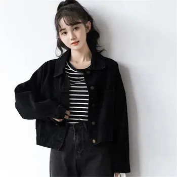 Streetwear Negru Denim Pentru Femei Jachete De Moda Coreeană Mozaic Cu Gluga Jacheta De Primavara Casual Chaquetas Veste Ro Blugi Pour Femme