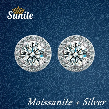 Sunite 1.0--4.0 ct Moissanite Diamant Rotund Cercei Stud pentru Femei de Înaltă Calitate Bijuterii de Nunta de Argint 925 Iubitului Cadou