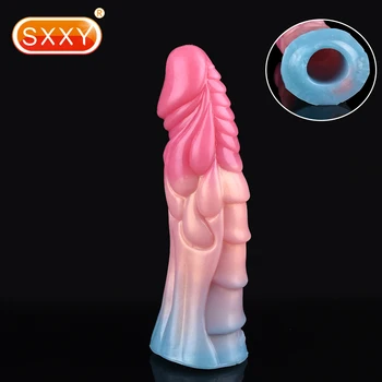 SXXY Fantezie Realist Penis Maneca Cu Solzi Textura Lichid de Silicon Moale Penis Extindere de Produse Pentru Bărbați Intarziere Ejaculare
