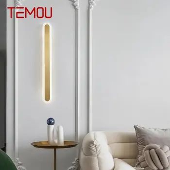 TEMOU Moderne Alamă Lampă de Perete Aur LED 3 Culori Creative Lung Tranșee Lumina pentru Casa de Locuit Pat Cameră Coridor Decor
