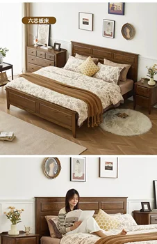 Toate din lemn masiv de pat, retro pat dublu 1.8 metri, stejar pat simplu, dormitor, pat adult 1,5 metri