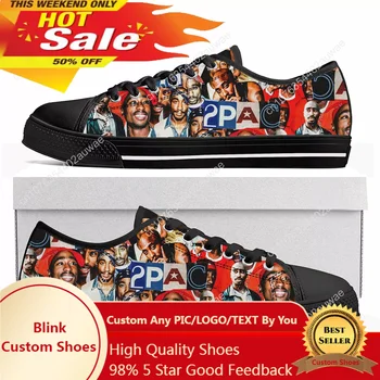 Tupac Rapper 2Pac Pantofi de Înaltă Calitate, Low-Top Adidași Bărbați Femei Design personalitate Canvas Sneaker Personalizate Casual Pereche de Pantofi