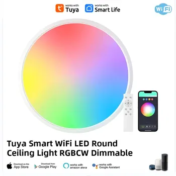 TUYA WIFI Inteligent LED Lumina Plafon Rotund RGBCW Estompat APP Compatibil cu Alexa Google Acasa, Dormitor, Camera de zi Lumină Ambientală
