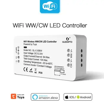 Tuya Wifi Temperatura de Culoare LED Controller 36V DC 2.4 G RF Wireless de la Distanță Comutatorul de Atenuare a 2CH*5A WW CW CCT Controller WT1 Dimmer