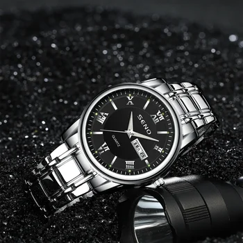 Un SENO Chennuo ceas brand emise pe numele unor bărbați luminoase rezistent la apa dual calendar de moda ultra-subțire ceas cuarț