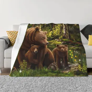 Ursul brun Animale Drăguț Pătură Ușor, Respirabil, Anti-pilling Flanel Arunca Pături pentru Îngrijire Ușoară Mașină de Călătorie
