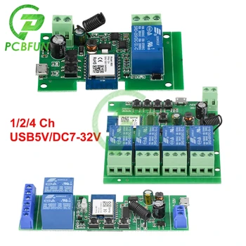 USB 5V DC7-32V 1CH 2 CANALE 4 CANALE RF Control de la Distanță WIFI Releului Comuta Modul de 12V 24V Suport WIFI 2.4 G Control+433MHZ RF Control de la Distanță