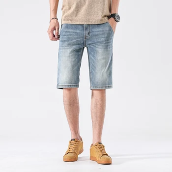 Vara Subțire Denim Shorts Pentru Bărbați Îmbrăcăminte Bleu Spălat Blugi În Dificultate Jumătate Pantaloni Pantaloni Largi Simplu Casual Uzura