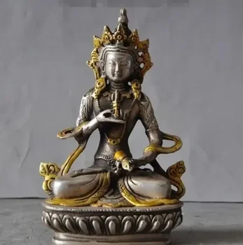 Vechi Budismul în Tibet Argint Aurit Vajrasattva Tara Zeita Kwan-yin Statuie a lui Buddha